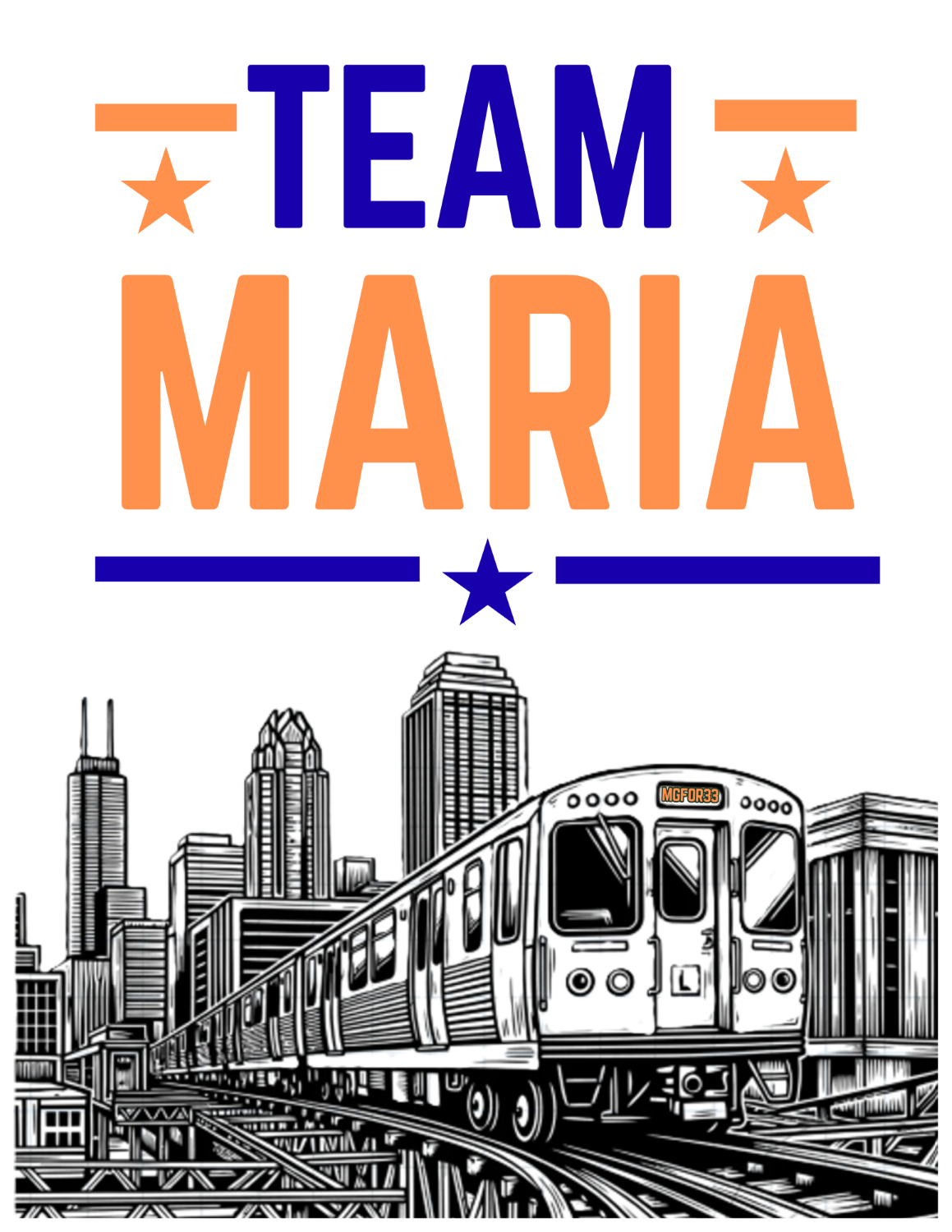 Campaign poster with elevated train